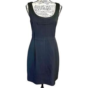 Theory Size 6 Black Virgin Wool Sleeveless Fit Flare Dress Capsule Layering